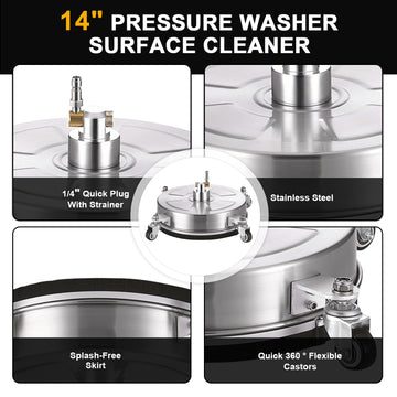 14インチ高圧洗浄機用表面クリーナー ステンレススチール製表面クリーナーアタッチメント